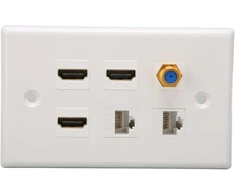 Annadue hdmi sieninė plokštė, 6 prievadų ethernet sieninė plokštė su 3 x hdmi, 1 x tv f tipo ir 2 x cat 6 rj45 tinklo av sienine plokšte, skirta namų hdtv, ethernet sieninis lizdas
