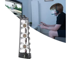 Annadue ventiliatorius, skirtas ps5 priedams su led lempute, efektyvi aušinimo sistema, žemas triukšmo lygis, įmontuoti 3 aušintuvo ventiliatoriai ir usb prievadas, skirtas disc ir digital edition