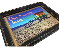 Annesvea Beach! Spausdintas plakatas A4 Don't Worry - Beach Happy! Autobusas Kemperis Karavanas Karavanas Womo Kelionės Paplūdimys Banglentininkas Dovana Paplūdimio Baro Dekoracija Atostogų Namai