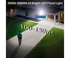 Annifunly 200w 20000lm Led prožektorius lauko sąlygoms 6500k Ip67 vandeniui atsparus lauko apšvietimas sodui, terasai, garažui, stadionui, tvartui