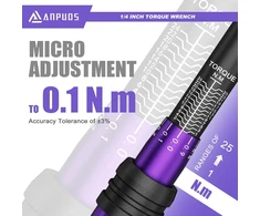 Anpuds sukimo momento raktas 1/4 colio, 1–25 nm sukimo momento raktas dviračiui ir motociklui su 0,1 nm mikro instrukcijomis, dviguba kryptis 72 dantų galvutė, ± 3% paklaidos tikslumas dviračių priežiūrai