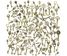 Antikvarinis bronzinis vintažinis skeletas-raktas, bronzinis.