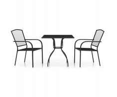 Lauko baldų komplektas Antracito spalvos sodo staliukas 80x80x72,5cm + 2x kėdė 55x60x88cm