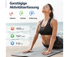 Anyloop Fitneso apyrankė, 1.47 colio išmanusis laikrodis moterims ir vyrams su širdies ritmo, Spo2, miego monitoriumi, pedometru, Ip68 vandeniui atsparus fitneso laikrodis, 20+ sporto režimų aktyvumo sekiklis, rožinis