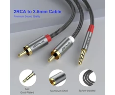 Anyplus rca į jack 3.5 【3m】 fish wire mesh y skirstytuvas išmaniesiems telefonams, planšetiniams kompiuteriams, hdtv, mp3 grotuvams, garsiakalbiams
