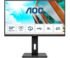 Aoc U32p2 - 32 colių Uhd monitorius, reguliuojamo aukščio (3840 x 2160, 75 Hz, Hdmi 2.0, Displayport, Usb šakotuvas) juodas