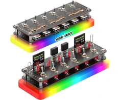 Aoduke Cyberpunk 6 prievadų Usb 2.0 šakotuvas, Usb nepriklausomas jungiklio skirstytuvas Usb plėtiklis, Usb disko dėklas / Sd / Tf kortelių saugojimo dėžutė, retro Usb darbalaukio valdiklis, Rgb Led doko stotis 06r-a