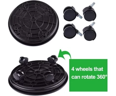 Aofox 3 vnt. 30 cm plastikinių padėklų vežimėlių rinkinys, skirtas augalams, apvalus gėlių vazono stovas, aukštos kokybės augalų vazono padėklas su ratukais (juodas)