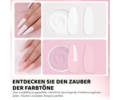 Aokitec dipping powder nagų rinkinys - rožinė ir balta dip pudra su 2-in-1 dip pagrindu ir viršutiniu aktyvatoriumi, nagų dizaino priedai "pasidaryk pats" nagų dailei, lengva nešiotis ir naudoti, šventinė nagų rinkinių serija