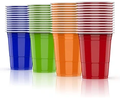 Aoluxlm plastikiniai, 52 puodelių rinkinys, spalvingi daugkartinio naudojimo plastikiniai puodeliai 480 ml / 16 oz vakarėliams, stovyklavimui, gimtadieniui, kepsninei, kalėdoms