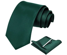 Laikrodis Aomig vyriški kaklaraiščiai, 3 dalių rinkinys su atvartu, kaklaraiščio segtuku, plonas kaklaraištis 8 cm vyrams, elegantiškas vestuvinis kaklaraištis darbui ar šventiniams renginiams (žalias)