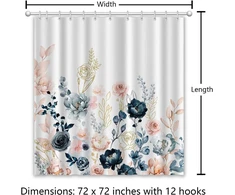 Aprophic dušo užuolaida rožinės gėlės 180 x 180 cm akvarelės gėlės lapai moderni vonios užuolaida vandeniui atsparus poliesterio audinys skalbiama vonios užuolaida su 12 kabliukų