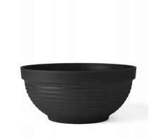 Apvalus gėlių vazonas, didelis dubuo 52cm, juodas terasai, sodo kiemui
