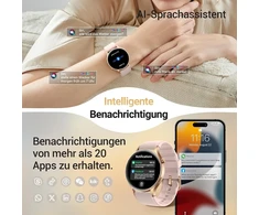 Apvalus išmanusis laikrodis moterims su telefono funkcija, 1,32 colio amoled ekranas, sportinis laikrodis su daugiau nei 110 sporto režimų ir 3atm, kūno rengybos seklys, skirtas iphone/android, žingsniamatis su širdies ritmo monitoriumi, spo2, miego stebė