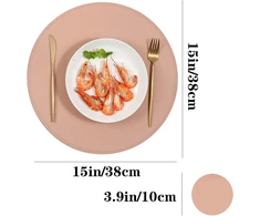 Rankšluostis Apvalūs odiniai padėkliukai, 2 padėkliukų rinkinys, plaunami padėkliukai valgomojo stalui, juodi, 2 vnt.