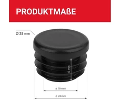 Apvalūs vamzdžių kamšteliai 25 mm, 10 vnt.