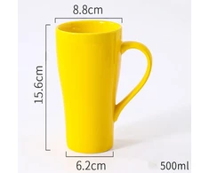 Arawat didelis puodelis 500 ml arbatos puodelis su sieteliu xxl kavos puodelis keramikinis arbatos puodelis originalus su šaukšteliu ir padėkliuku 500 ml kavos puodelis miela gimtadienio dovana arbatos kavos puodelis dovana (geltonas)