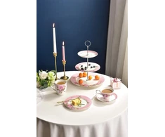 Arbata vienam, arbatinuko puodelio rinkinys, shabby chic flora, paukštis, rožė, drugelis, porcelianinė dovanų dėžutė (rožinė)