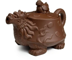 Arbatinukas Chinese Dragon Turtle Auspicious Zisha Clay Gongfu arbatos palaidoms lapams (ruda)