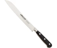 Arcos Lyon serijos duonos peilis, pagamintas iš nitrum kalto nerūdijančio plieno, 200 mm, rankena iš polioksimetileno (pom), juodas