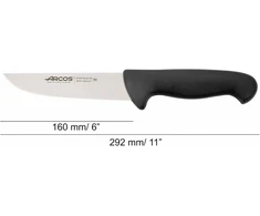 Arcos Series 2900 mėsininko peilis, skirtas kepsniams - nitrum nerūdijančio plieno ašmenys 160 mm (6,30 colio) - polipropileno rankena, juoda spalva