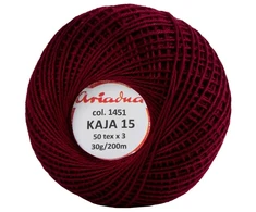 Ariadna Kaja 15 siūlai 1451, 30 g, 50x3, 1 vnt, raudonas
