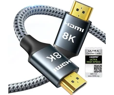 Ariskeen 8k hdmi 2.1 kabelis 0.5 m, sertifikuotas 48 gbps didelės spartos nailono pintas hdmi kabelis, palaiko 8k @ 60 hz, 4k @ 120 hz, suderinamas su ps5/4 tv monitoriumi, blu-ray garso juosta, dvd, nešiojamuoju kompiuteriu