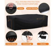 Armorget sodo baldų uždangalas 170 x 94 x 71 cm, 600d itin tvirtas, žieminis baldų uždangalas, atsparus vandeniui, atsparus plyšimui, anti-uv, brezentinis sodo baldų uždangalas su oro išleidimo angomis, sagtimis, raišteliu