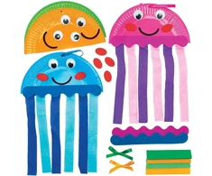 Art &amp; Fun Medūzų popierinių lėkščių kūrybinis rinkinys vaikams - 4 vnt.