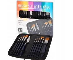 Art Set Pędzlių rinkinys 10 vnt + Mentele + Dėklas