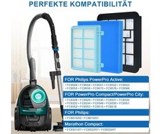 Artraise atsarginių filtrų rinkinys, skirtas Philips Powerpro Compact ir Active dulkių siurbliams Fc9331/09 Fc9332/09, dulkių siurblio atsarginių filtrų rinkinio priedai Fc8010/01 - mėlynas/baltas