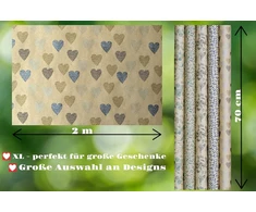 Artwelten Home &amp; Style dovanų pakavimo popieriaus rinkinys - 5 ritiniai (2 m x 70 cm) | tvarus kraft popierius, pagamintas iš perdirbto popieriaus | natūralus raštas gimtadieniams ir šventinėms progoms