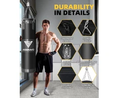 Asbravo bokso kriaušė suaugusiems, 120 cm oxford sunki bokso kriaušės komplektas, 12 oz pirštinės mma muay thai kikbokso treniruotėms namų sporto salei, kovos menai (nepripildyta)