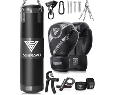 Asbravo bokso kriaušė suaugusiems, 120 cm oxford sunki bokso kriaušės komplektas, 12 oz pirštinės mma muay thai kikbokso treniruotėms namų sporto salei, kovos menai (nepripildyta)