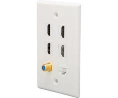 Automagnetola Ashata 6 prievadų hdmi koaksialinio ethernet sieninė plokštė, 4 hdmi prievadai, rj45 ethernet tinklo koaksialinis ir tv f galvutės prievado medijos sieniniai lizdai, suderinami su cat5 cat5e cat6 kabeliu