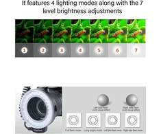 Objektyvas Asixxsix macro žiedinė blykstė, 3000–15000k 48 led reguliuojamas led žiedinis apšvietimas su lcd ekranu, 9 adapterių žiedai ir 2 blykstės difuzoriai, skirti dslr fotoaparatams