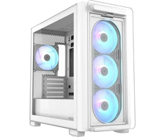Asus A23 Plus Tg Argb Baltas Microatx kompiuterio korpusas - iš anksto įdiegti Argb ventiliatoriai, tinklelio priekinis skydelis, paslėpto prievado pagrindinė plokštė, suderinama su 360 mm radiatoriais, 380 mm vaizdo plokštėmis, baltas