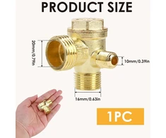Atbulinis vožtuvas kompresoriui 3 krypčių sriegis 20 x 16 x 10 mm vyriškas kompresoriaus atsarginių dalių 3 krypčių žalvarinis oro kompresorius su vyrišku sriegiu