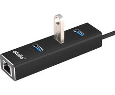 Atolla Usb 3.0 šakotuvas, 3 prievadai, aliumininis, su Rj45 adapteriu, Usb, gigabitinis, eternetas, 1000 Mbps, tinklo prievadas, suderinamas su Windows, Mac Os, Chrome, Linux, Wii U (juodas)
