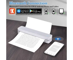 Atomus A4 terminis spausdintuvas, nešiojamas belaidis bluetooth 200dpi terminis spausdintuvas K200, mažas spausdintuvas telefonams ir nešiojamiesiems kompiuteriams be rašalo, su 10 A4 formato terminio popieriaus lapų