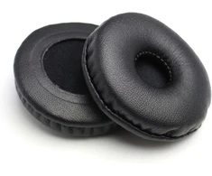 Atsarginės odinės ausų pagalvėlės, ausų pagalvėlių keitimo rinkinys, tinkantis daugumai ausinių modelių: universalus skersmuo 55 mm (1 pora, juodos)