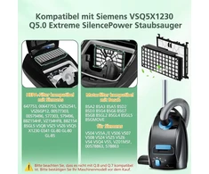Atsarginiai filtrai siurbliams siemens q5.0 extremesilencepower vsq5x1230, 1x hepa filtras + 1x variklio filtras, suderinami su siurbliais siemens vz154hfb / vz02msf / vsq5x12m1
