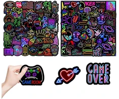 Atspari vandeniui lipdukų graffiti neon rinkinys, 100 vienetų atsparių vandeniui vinilinių šaunių graffiti stiliaus lipdukų nešiojamiems kompiuteriams, vandens buteliams, scrapbooking'ui, mobiliesiems telefonams, riedlentėms