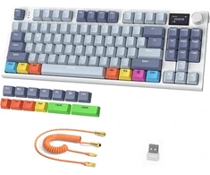 Attack Shark K86 mechaninė klaviatūra, 2.4g Belaidė/bt5.0/usb-c laidinė žaidimų klaviatūra, 75% Tkl 87 klavišų su 1.2 colio Tft Hd spalvotu ekranu ir Cnc mygtuku, Rgb apšvietimu, Ttc Hot-swap Pbt klavišų dangteliais - Blaupro