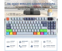 Attack Shark K86 mechaninė klaviatūra, 2.4g Belaidė/bt5.0/usb-c laidinė žaidimų klaviatūra, 75% Tkl 87 klavišų su 1.2 colio Tft Hd spalvotu ekranu ir Cnc mygtuku, Rgb apšvietimu, Ttc Hot-swap Pbt klavišų dangteliais - Blaupro