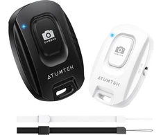 Atumtek kameros laikmatis, skirtas iphone ir android išmaniesiems telefonams (2 vnt.) belaidis nuotolinio valdymo pultas nuotraukoms ir vaizdo įrašams (bluetooth 5.2) su riešo dirželiu – juodas ir baltas