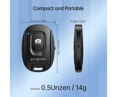Atumtek kameros laikmatis, skirtas iphone ir android išmaniesiems telefonams (2 vnt.) belaidis nuotolinio valdymo pultas nuotraukoms ir vaizdo įrašams (bluetooth 5.2) su riešo dirželiu – juodas ir baltas