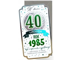 Atvirukas 40-ojo gimtadienio proga, linkėjimai, 1985 metų laida, vyrui, dekoruotas atvirukas