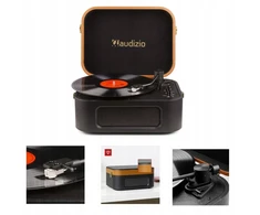 Audizio Retro patefonas lagamine su bluetooth garsiakalbiais ir Audio Technica galvute