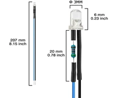 Aukenien 60 vnt. 3 mm 12 V iš anksto prijungtų skaidrių Led šviesos diodų rinkinys, 12 voltų apvalios galvutės Led diodų šviesos diodų rinkinys, 6 spalvų: balta, raudona, geltona, žalia, mėlyna, oranžinė (10